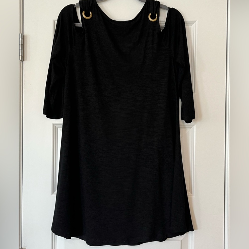 Neiman Marcus Black Cold Shoulder Tunic Lg